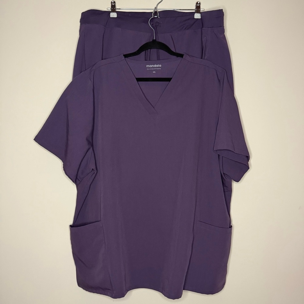 MANDALA Purple Top and Jogger Bottom Nursing Scrubs Set